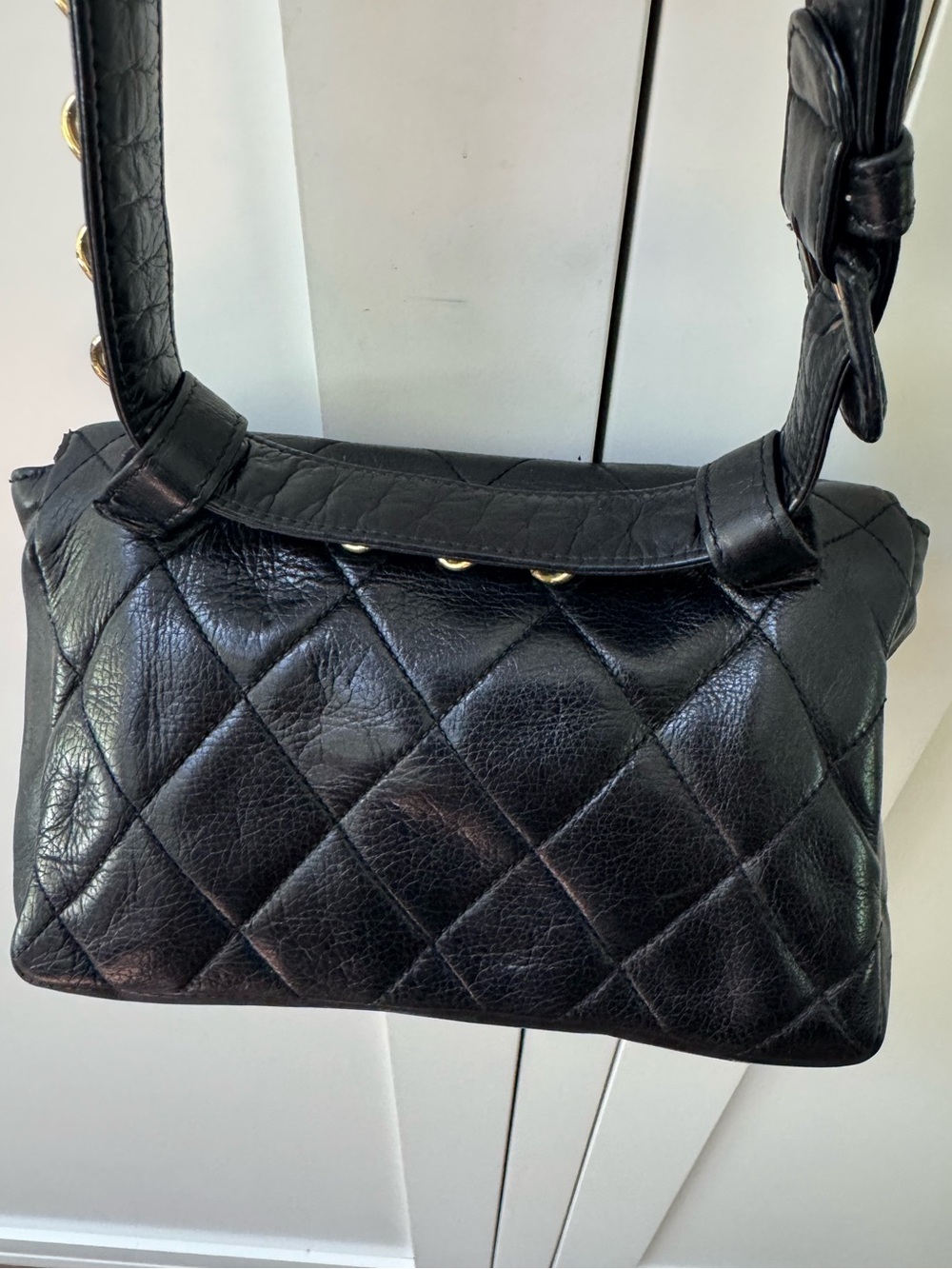 CHANEL Vintage Black Quilted Lambskin CC Turn Lock Belt Bag Bum Bag 75/30 - Picture 16 of 16